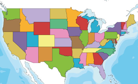 Colorful USA Map